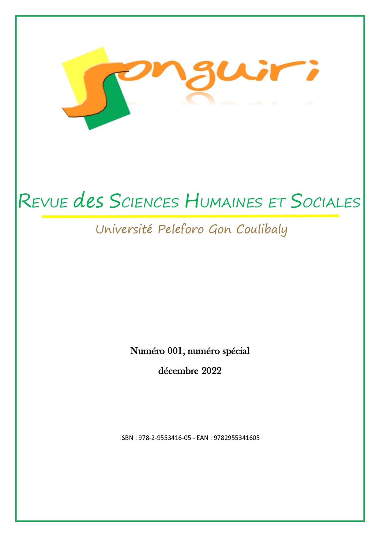 page de garde du revue des sciences humaines et sociales